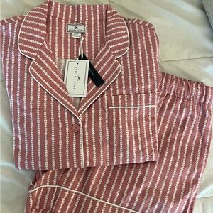 New Petite Plume Women's 100% Cotton Love Lines Twill Pajama Set Medium NWT
